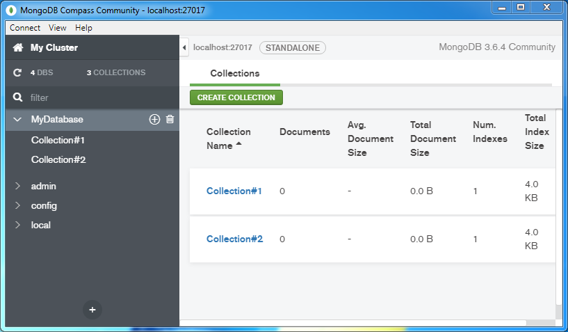 Create a MongoDB Collection: collection created