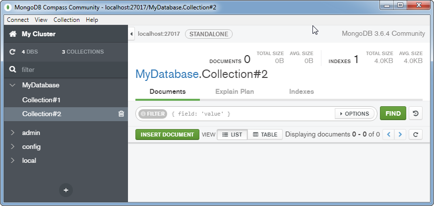 Insert a document into a MongoDB Collection: collection #2