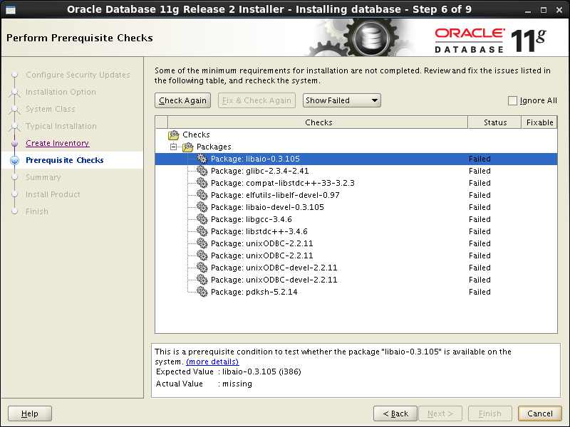 Oracle database 11gR2 Installation on Linux 6: prerequisites 