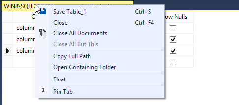 Create MySQL table: add columns save 