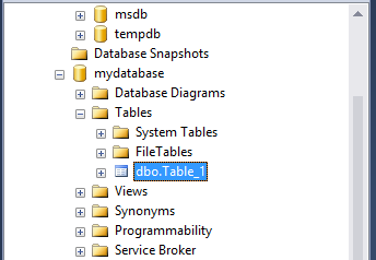 Create MySQL table: view table 