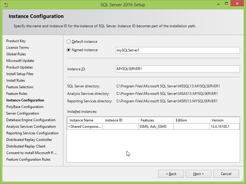 Microsoft SQL Server 2016 installation: configuration 