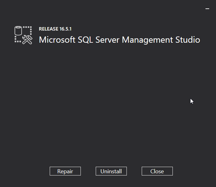 Uninstall Microsoft SQL Server Management Studio (SSMS): choose