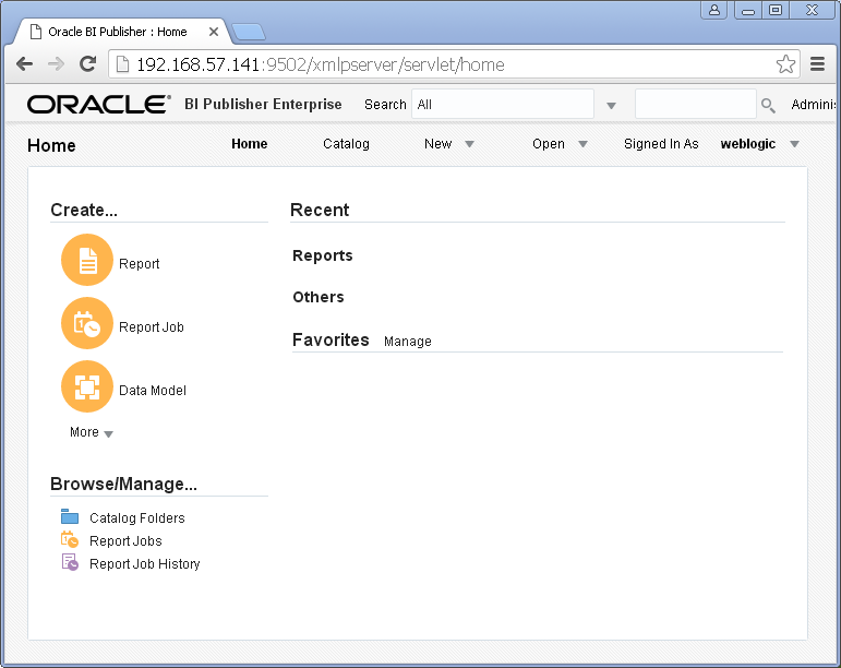 Create Data Model for Oracle BI Publisher : home
