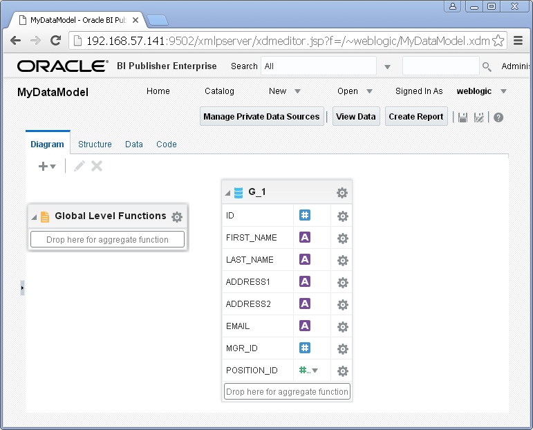 Create SQL Query Data Set for Oracle BI Publisher : result