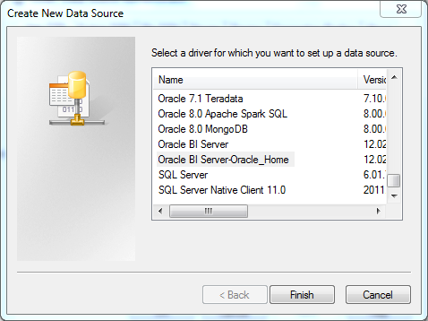 ODBC Data Source creation for OBIEE 12c Client Tool : new