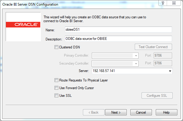 ODBC Data Source creation for OBIEE 12c Client Tool : name