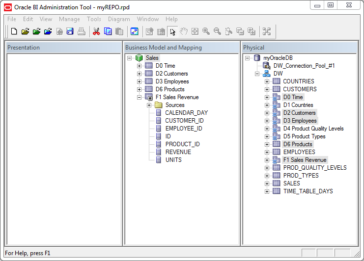 Create Business Model and Mapping Layer into OBIEE Repository: add aliases