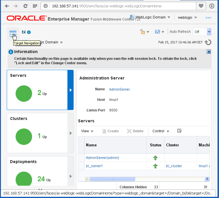Enable Disable Oracle BI (OBIEE) Server cache: target navigation