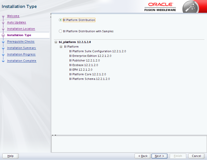 Oracle Business Intelligence 12c Enterprise Edition Installation : installation type