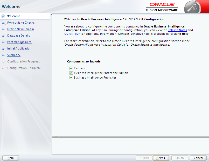 Oracle Business Intelligence 12c Enterprise Edition Configuration : components to include 
