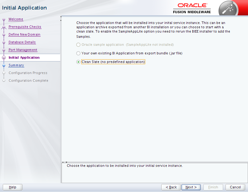 Oracle Business Intelligence 12c Enterprise Edition Configuration : initial application 
