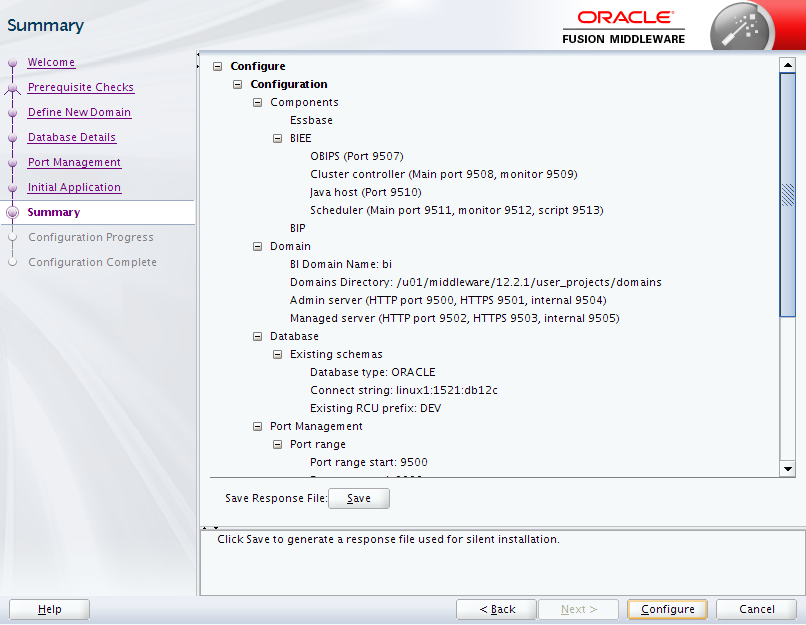 Oracle Business Intelligence 12c Enterprise Edition Configuration : summary 