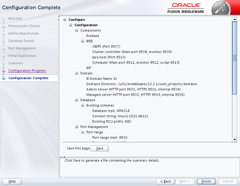 Oracle Business Intelligence 12c Enterprise Edition Configuration : complete 
