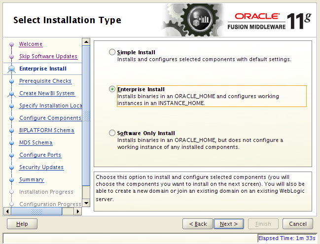 OBIEE 11g installation on Linux: installation type