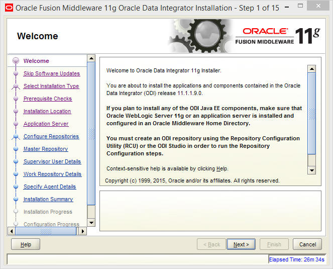 Install Oracle ODI 11g on Windows: welcome