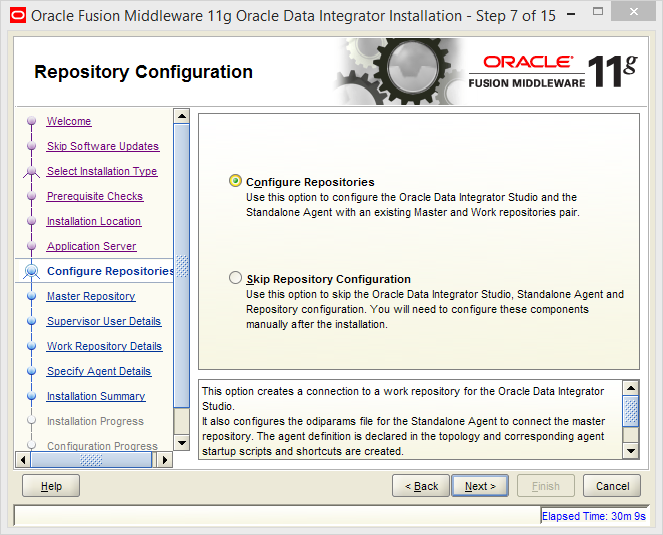 Install Oracle ODI 11g on Windows: configure repositories