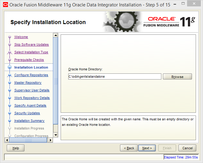 Install and Configure Oracle Data Integrator (ODI) 11g Standalone Agent : installation location
