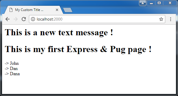 Create web pages in Express and Pug - example: see in browser