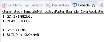 Template Method Design Pattern in Java : example result