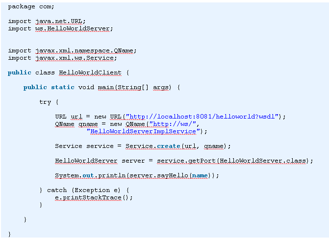 Create java Client for Web Service