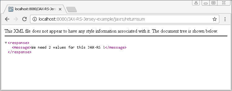 Create Java RESTful Web Service (JAX-RS) using Jersey - producing XML : result 1 without parameters