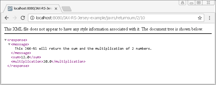 Create Java RESTful Web Service (JAX-RS) using Jersey - producing XML : result 2 - with parameters