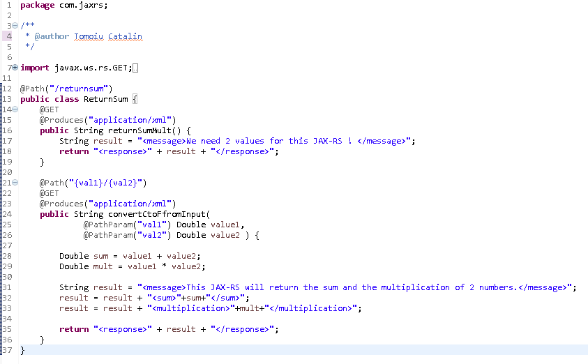 Create Java RESTful Web Service (JAX-RS) using Jersey - producing XML : java code picture