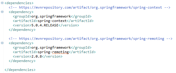Spring Remote Method Invocation (RMI) example : pom.xml file