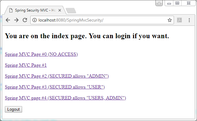 Spring 5 Security - mvc (web) security enforcement: home page