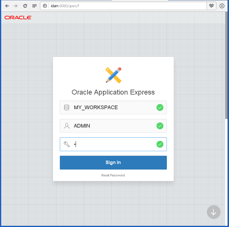 create Oracle APEX Application - hello word: sign in