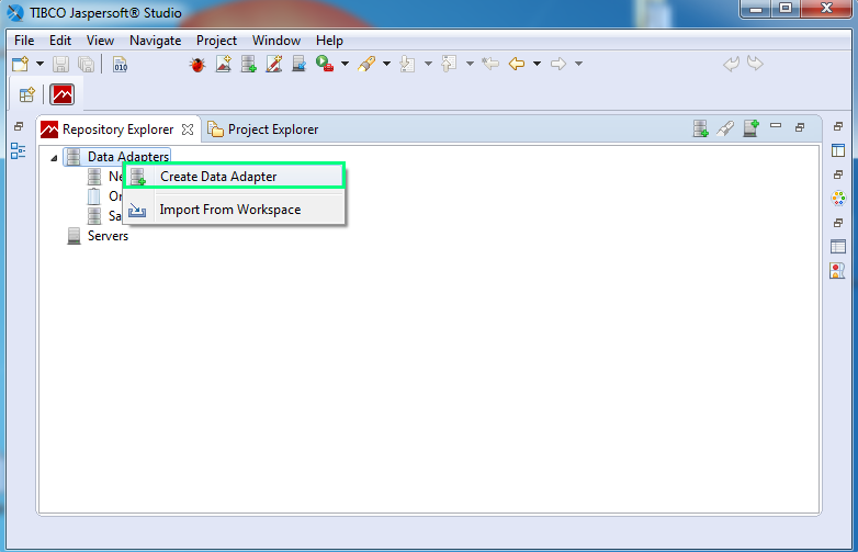 Add JDBC driver for a Data Adapter : repository explorer