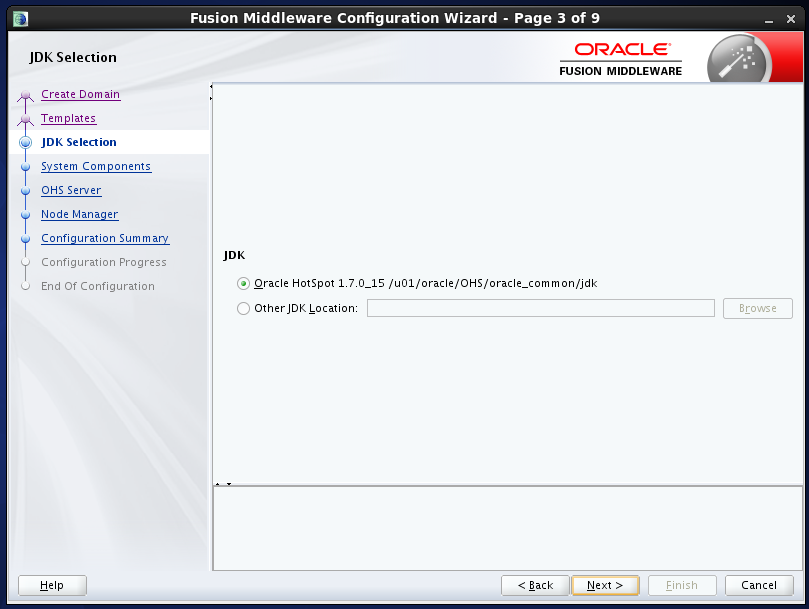 configure Oracle HTTP Server (OHS) 12.1.2 : jdk selection