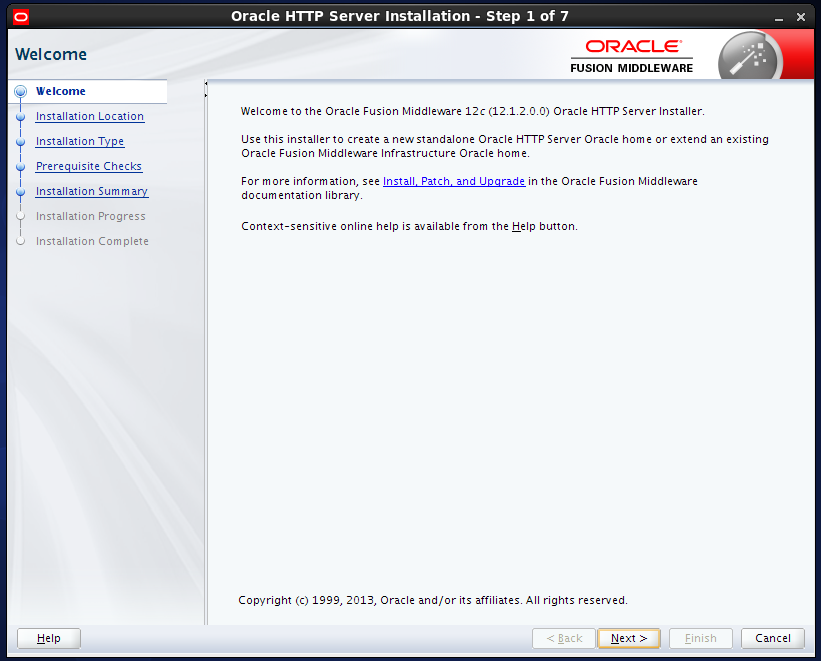 install Oracle HTTP Server (OHS) 12.1.2 : welcome page