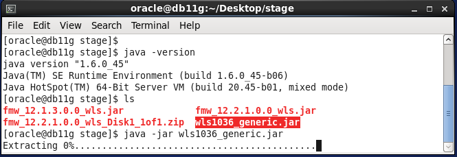 Weblogic 10.3.6 installation on linux for Oracle IDAM -  extracting