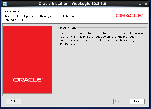 Weblogic 10.3.6 installation on linux for Oracle IDAM -  welcome