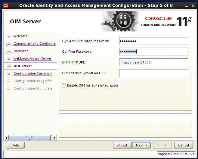 configure oracle identity manager server: OIM server