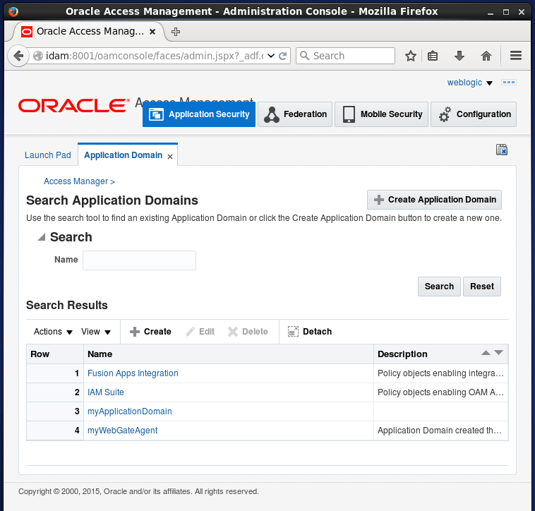 Create Oracle Access Manager (OAM) Authorization Policy: Application Domains
