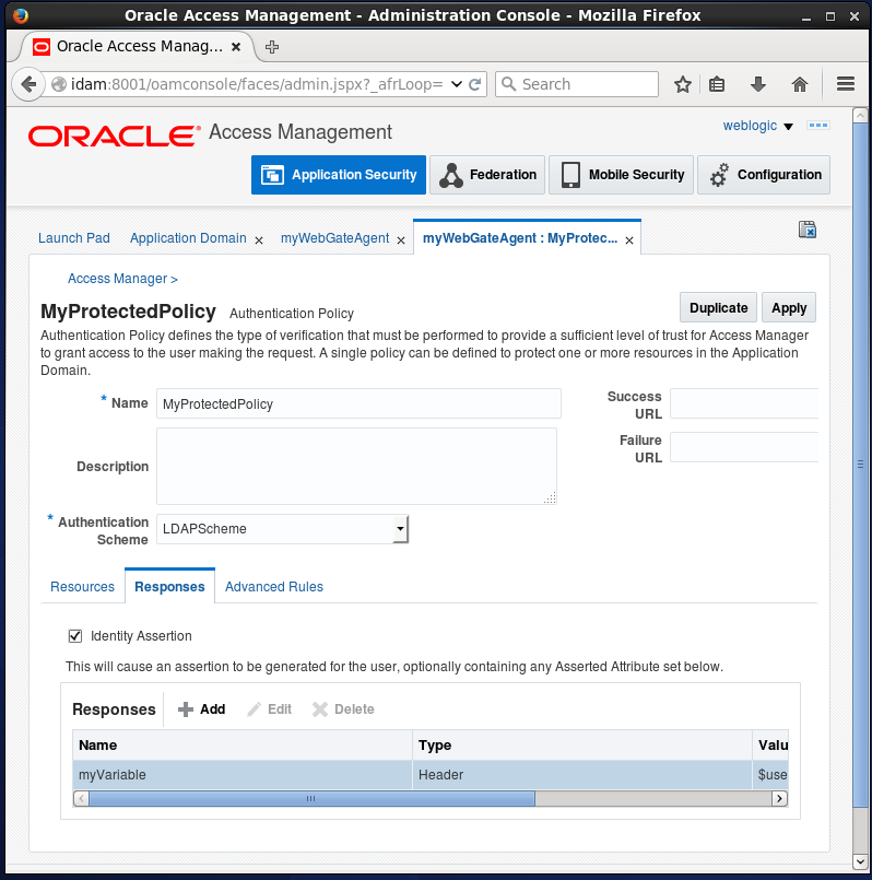 Pass one or more variables to the application after authentication with oracle access manager: response with variable