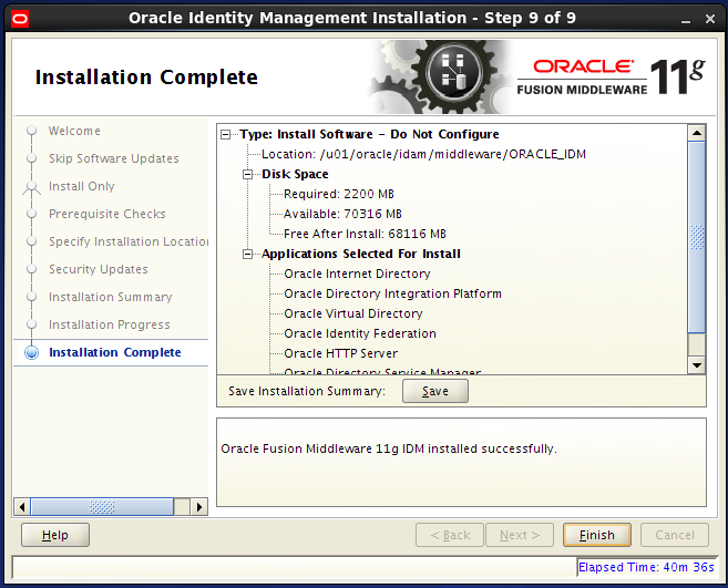 install Oracle Identity Management for OID: complete