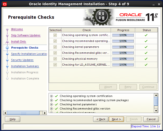install Oracle Identity Management for OID - prerequisite checks