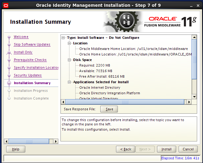 install Oracle Identity Management for OID - summary