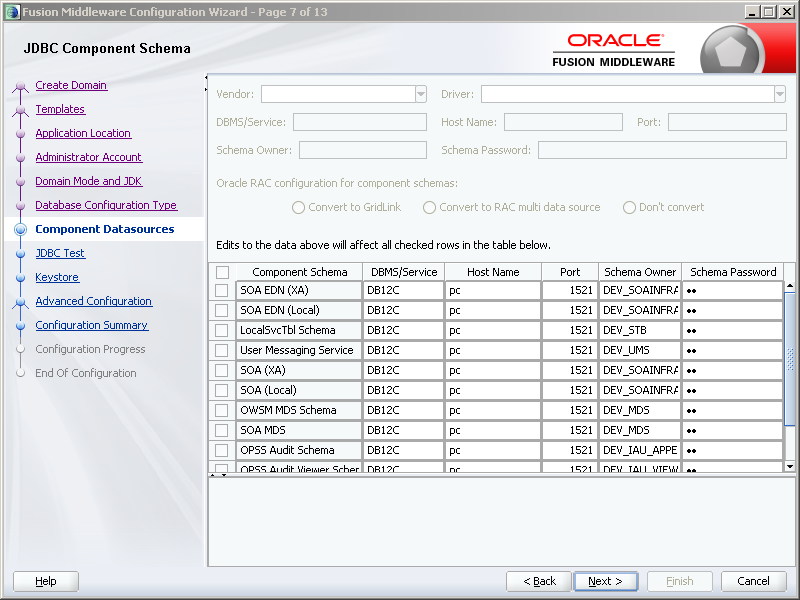 How to configure Oracle SOA 12c software on Windows: component datasource
