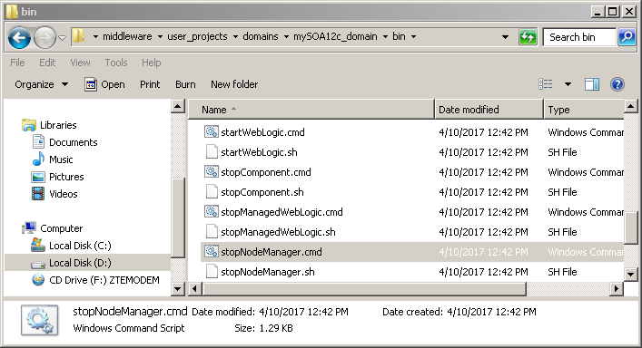 How to stop Oracle SOA 12c on Windows: stop node manager