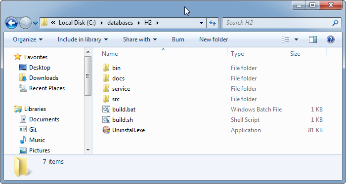 H2 database Installation on Windows: h2 installation home