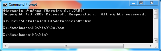 Start H2 database on Windows: command prompt