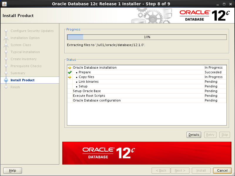 Oracle database 12cR1 Installation on Linux 6 (RHEL6, CentOS6, OEL6): install product 