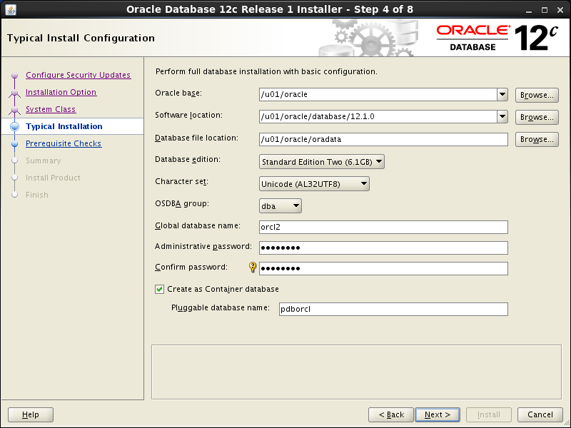 Oracle database 12cR1 Installation on Linux 7 (RHEL7, CentOS7, OEL7): typical installation 