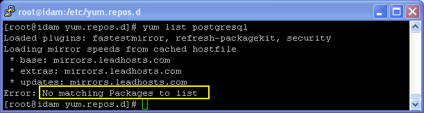 PostgreSQL installation on Linux (with Internet connection - yum) : repo excluded