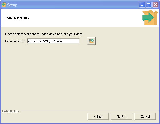 PostgreSQL installation on Windows (Enterprise Database) : data directory